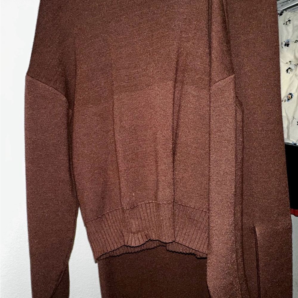 JustFab Chocolate Brown Women's Crew Neck Sweater
